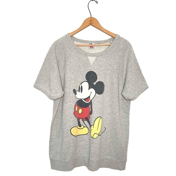 Junk Food | Mickey Mouse Graphic Gray Short Sleeve Sweatshirt - Picture 1 of 6
